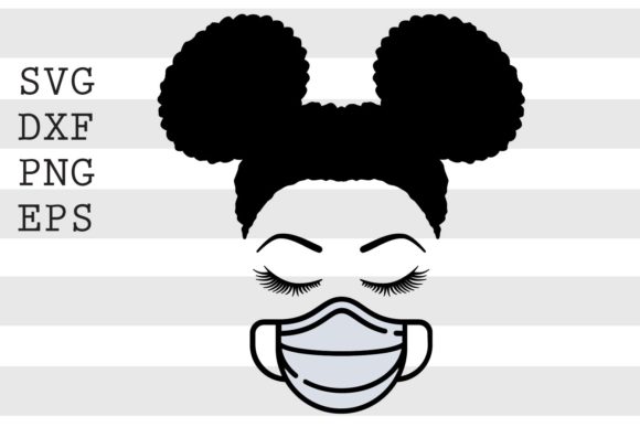Black Girl with Face Mask SVG