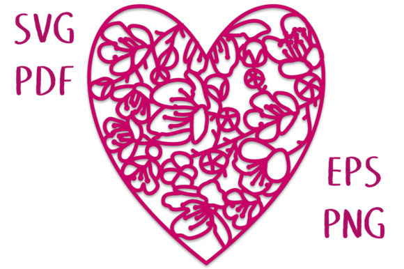 Bramble Blossom Heart SVG Cut File