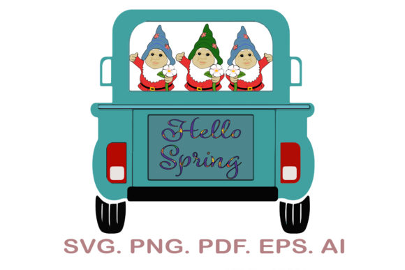 Spring Gnomes with Truck SVG