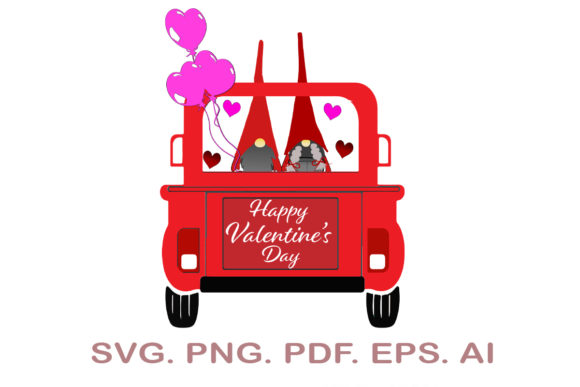 Valentine's Gnomes with Truck SVG